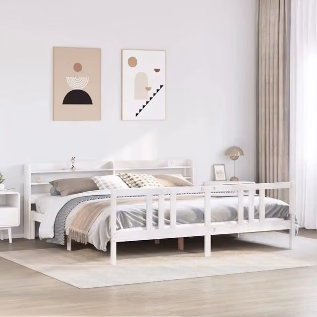 Giroletto con Testiera senza Materasso Bianco 200x200 cm 3306719