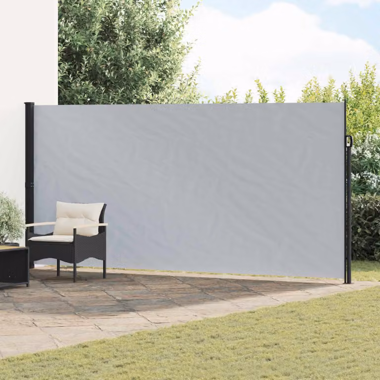 vidaXL Tenda laterale retrattile in poliestere e acciaio, Grigia, L: 500 cm, H: 220 cm