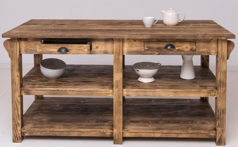 Casa Padrino isola da cucina in stile country marrone 180 x 85 x h. 90 cm - Isola da cucina in legno massiccio con 4 cassetti - Mobili da sala da pranzo - Mobili da cucina - Mobili in stile country