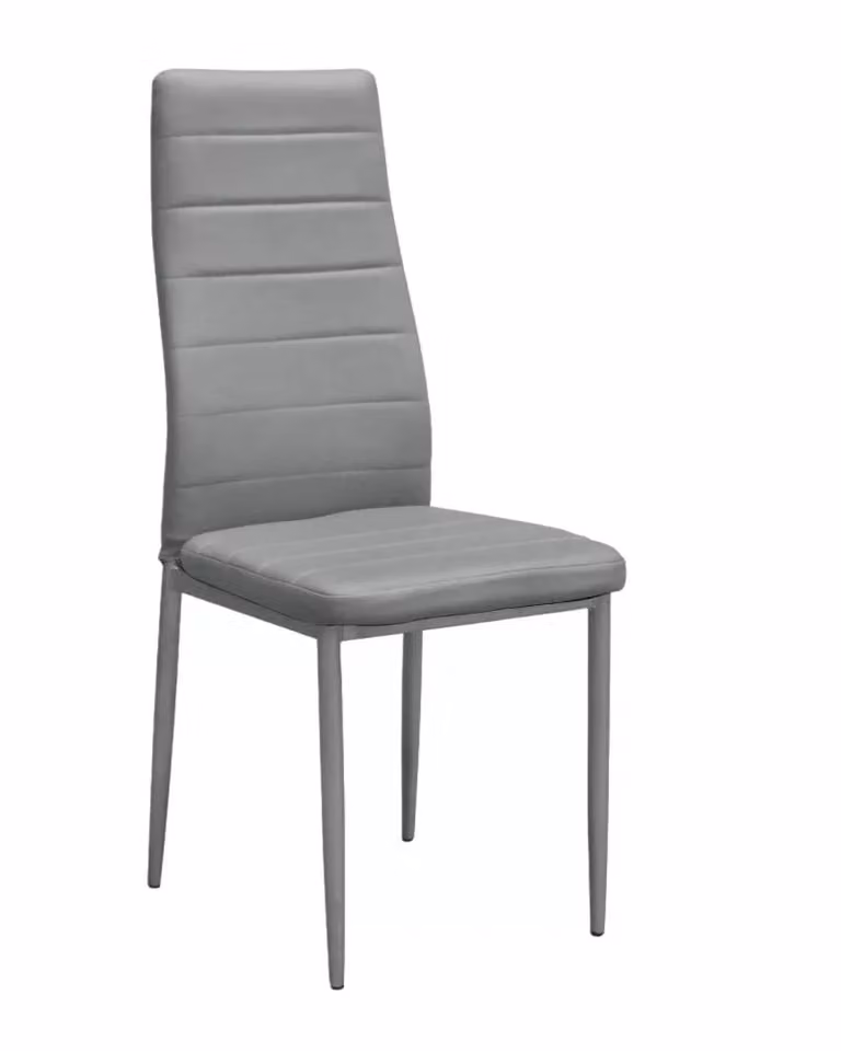 Set di 6 sedie moderne Mobili 2G in metallo ed ecopelle grigio L: 42,5 cm, P: 36 cm, H: 97,5 cm