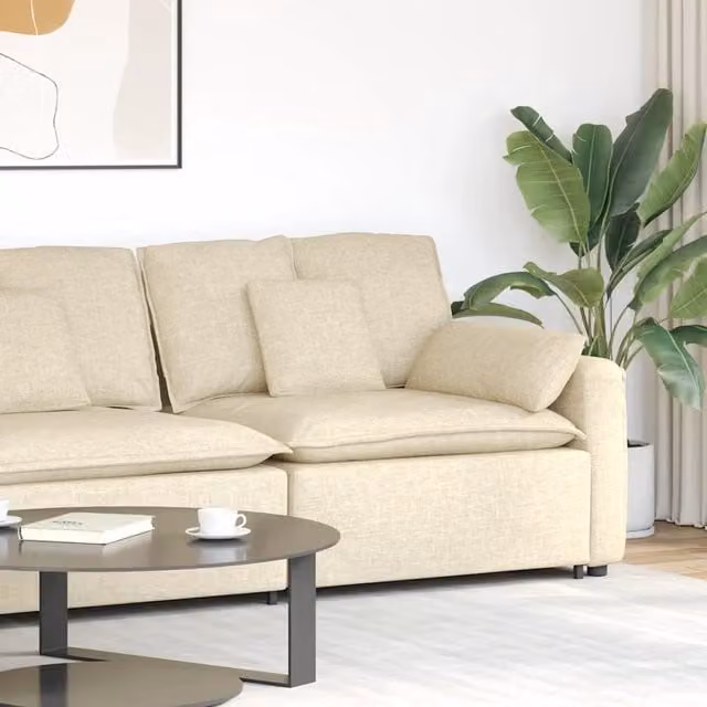 Modulo Terminale Bracciolo per Divano Modulare vidaXL con Cuscini, Beige, L: 100 cm