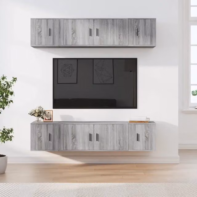 Set di Mobili Porta TV 6 pz Grigio Sonoma in Legno Multistrato 3188660