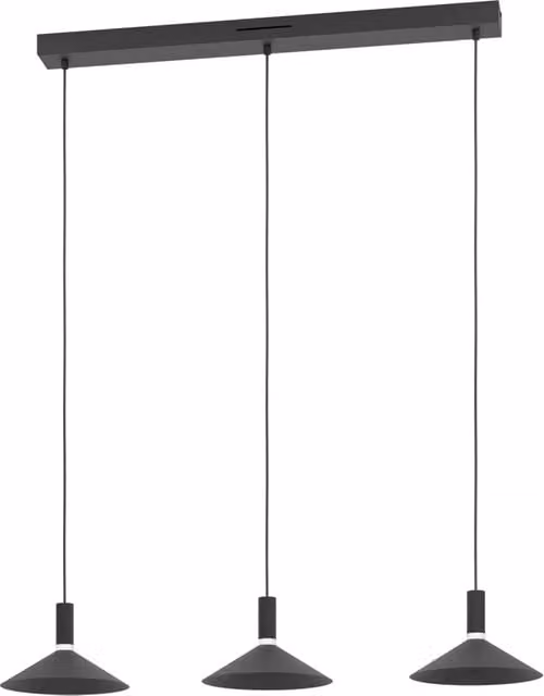 Lampadario Industrial Minimal Conomavilla-Z Acciaio Nero 3 Luci Led 7,5W 3000Lm