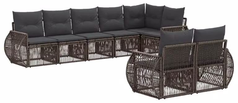 Set di divani da giardino, 8 pezzi, grigio e grigio scuro, in rattan sintetico