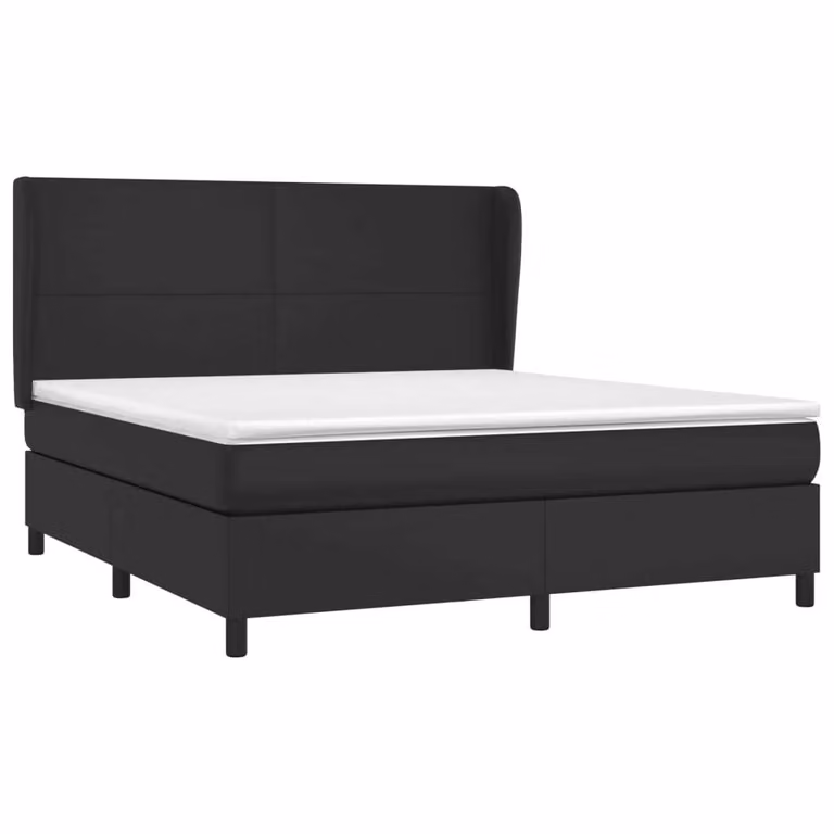 Giroletto a Molle con Materasso Nero 160x200 cm in Pelle finta