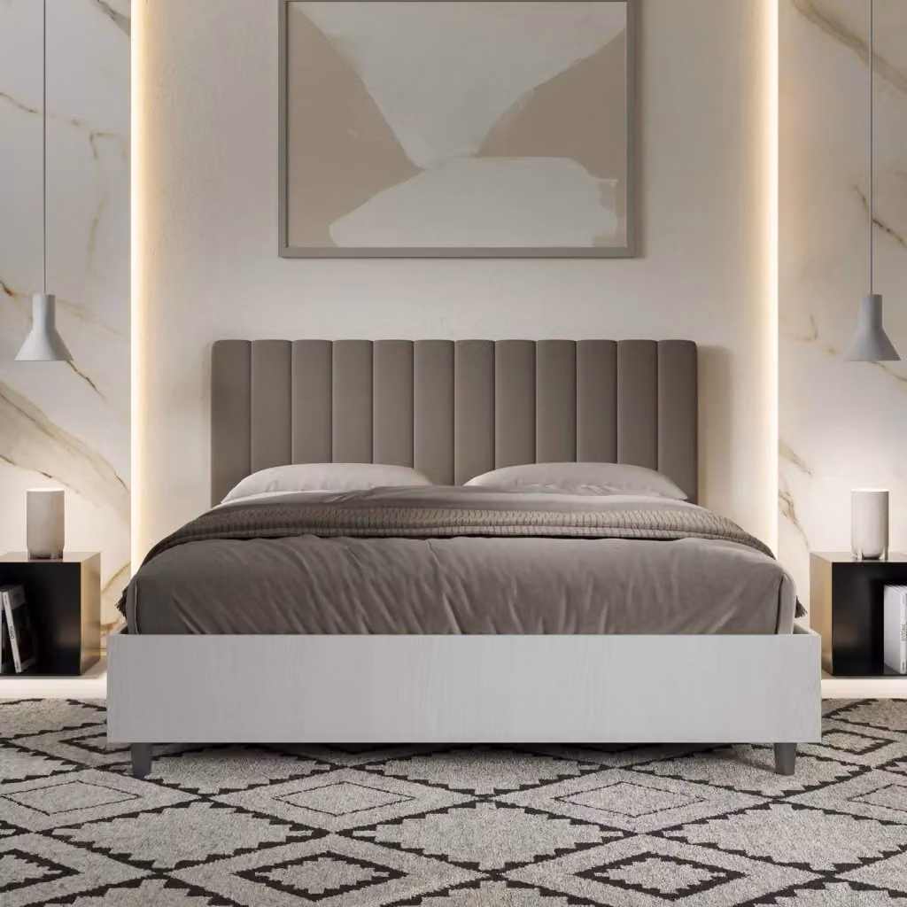 Letto Matrimoniale con Contenitore e Rete Lift Up Kaia GIORDANOSHOP L: 167 cm, P: 113 cm, H: 198 cm, Colore Beige o Grigio – 2