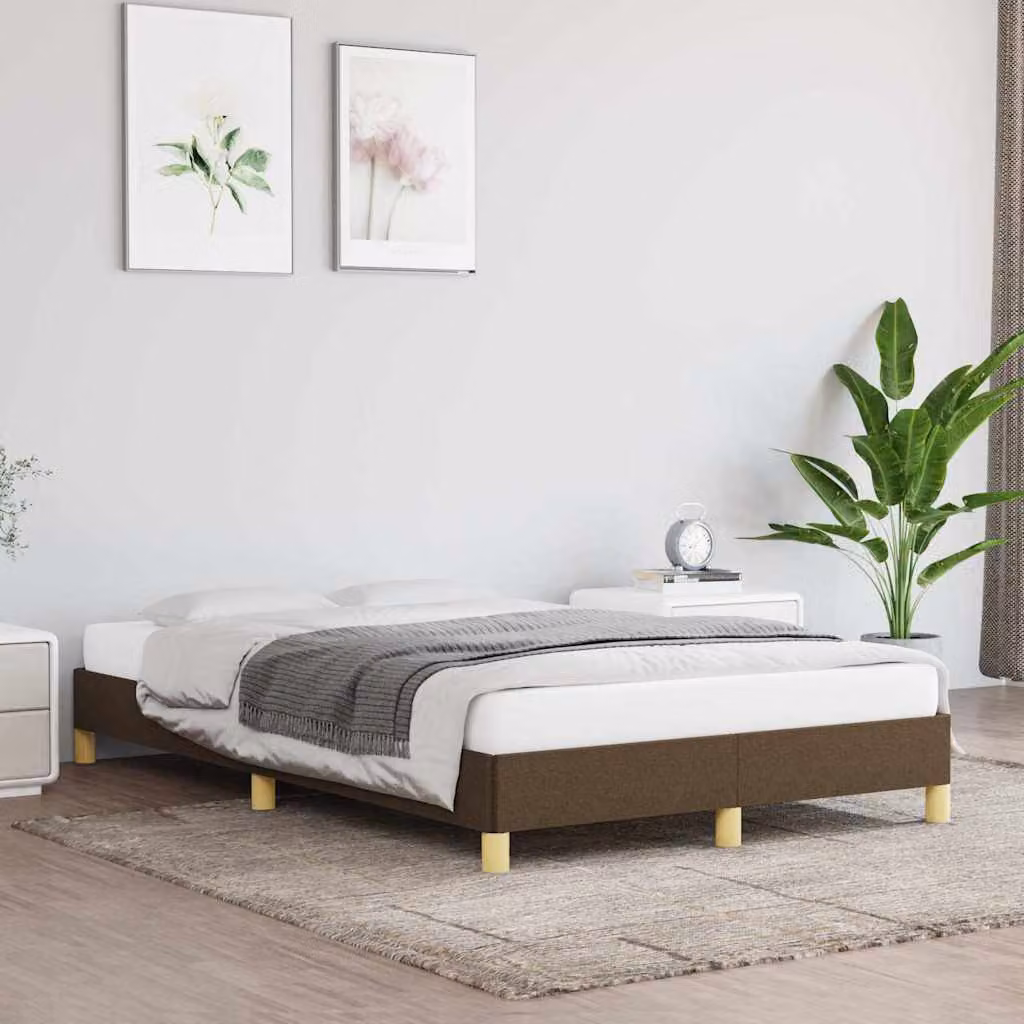 vidaXL Giroletto imbottito in tessuto marrone scuro con doghe in legno L/P: 120 x 200 cm