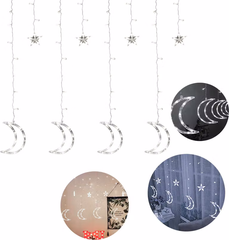 ZOLTA Luci di fata per interni 96LED 4m - Decorazione a LED - Luci di Natale - Luci di fata - 8 modalità di illuminazione - Bianco freddo - Lune