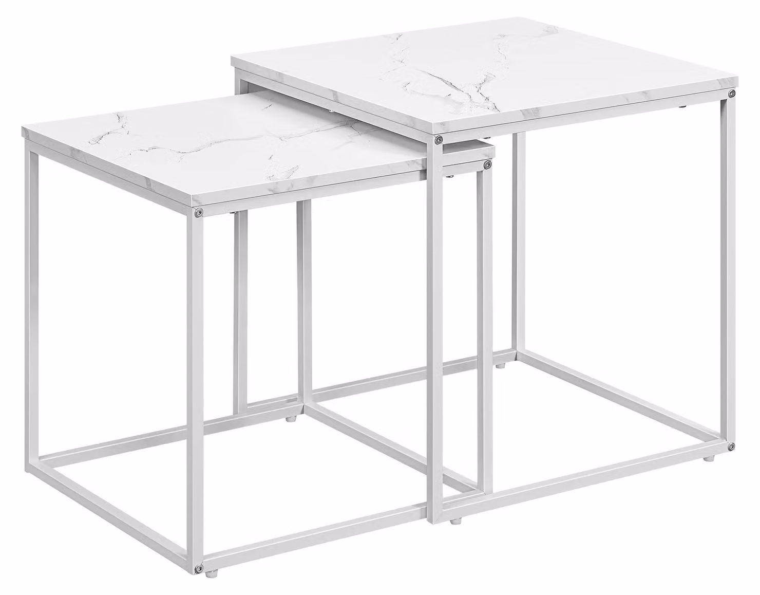 Tavolini bassi - Leobert - Marmo/Gambe bianche - 50 x 50 x 50,5 cm - Set di 2