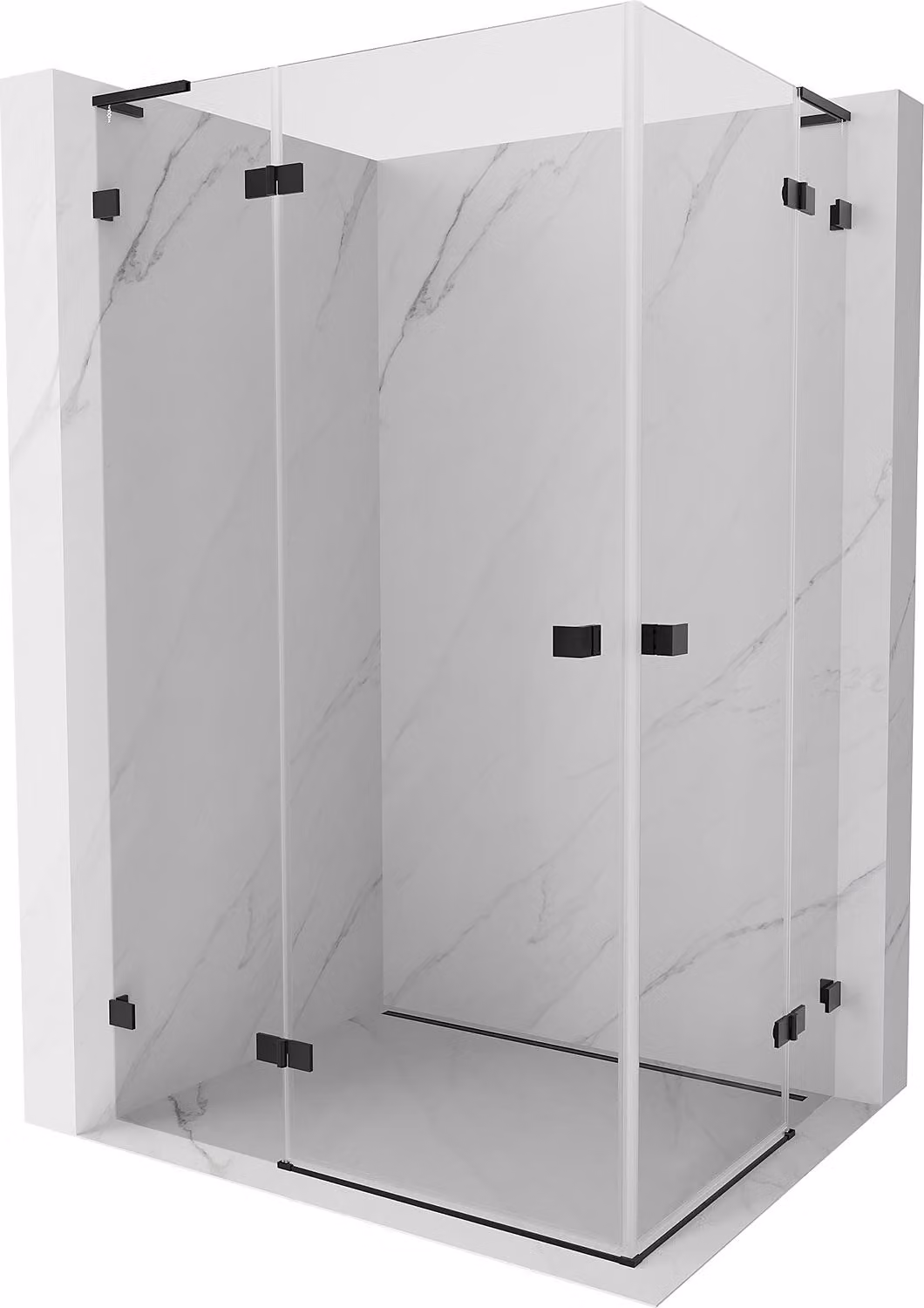 Mexen Lunar L Duo cabina doccia battente sinistra 120 x 75 cm, trasparente, nera - 834L-120L-075P-70-00