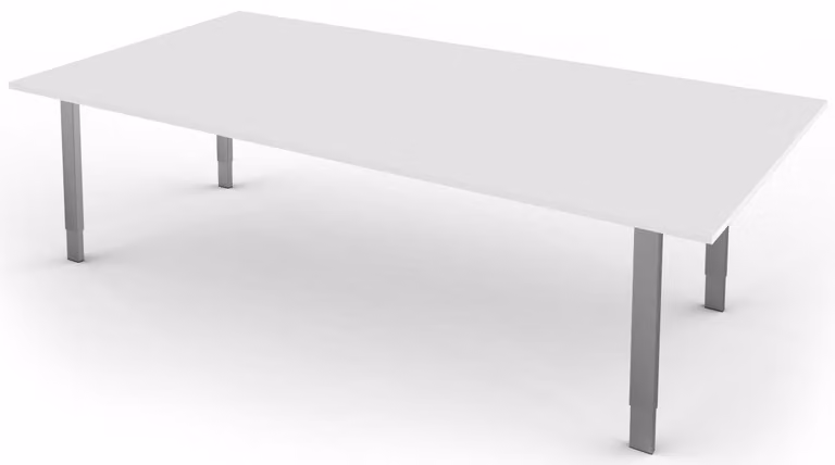Scrivania Form 5, regolabile in altezza manualmente, bianca, dimensioni piano d'appoggio:200 x 100 cm
