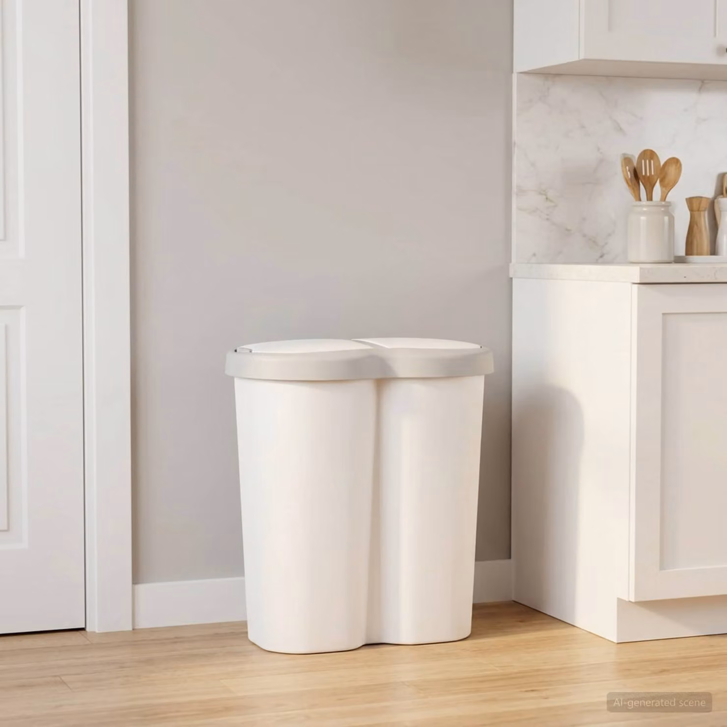 Cestino della spazzatura vidaXL bianco con coperchio a ribalta in plastica L/P/H: 48 x 30 x 51 cm