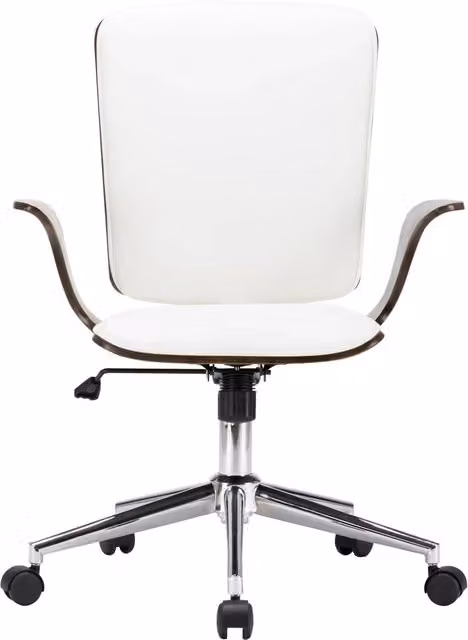 Sedia da Ufficio Girevole Bianca in Similpelle e Legno Curvato 283133