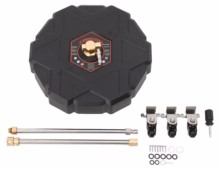 Spazzola lava superfici per idropulitrici - Accessorio per la pulizia del pavimento - 33 cm - Ruote rotanti a 360° - Acciaio inossidabile e rame - 2500 PSI - 60 °C - Connessione da 1/4"
