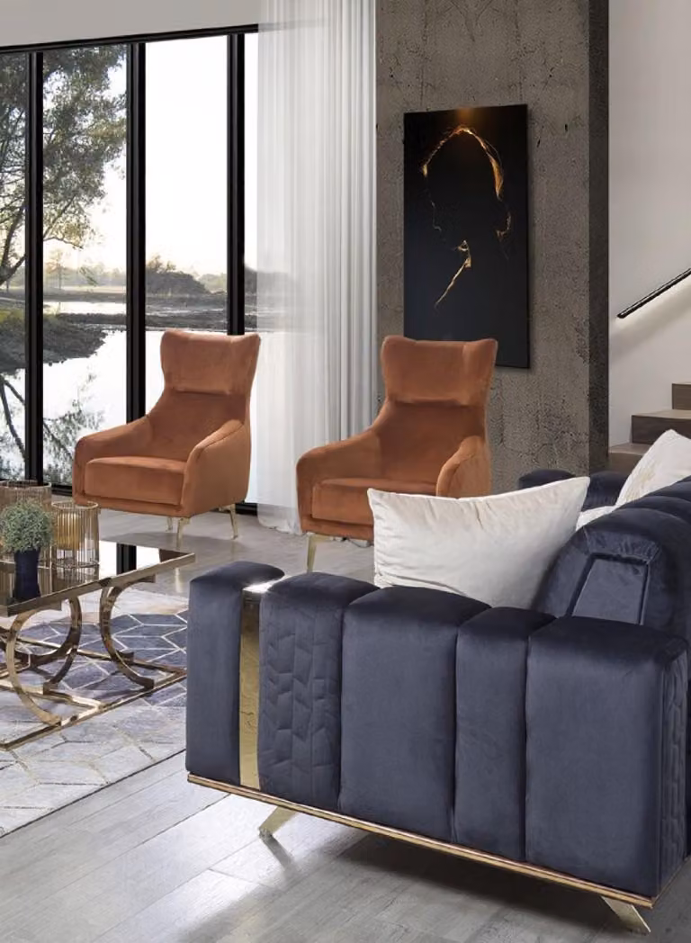 Sessel Einsitzer Luxus Polster Möbel Wohnzimmer Braun Sessel Textil Lounge