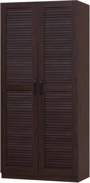 Armadio moderno per camera da letto in MDF con ripiano e appendiabiti, effetto noce scuro, H 176 x L 80 x P 52 cm – 1