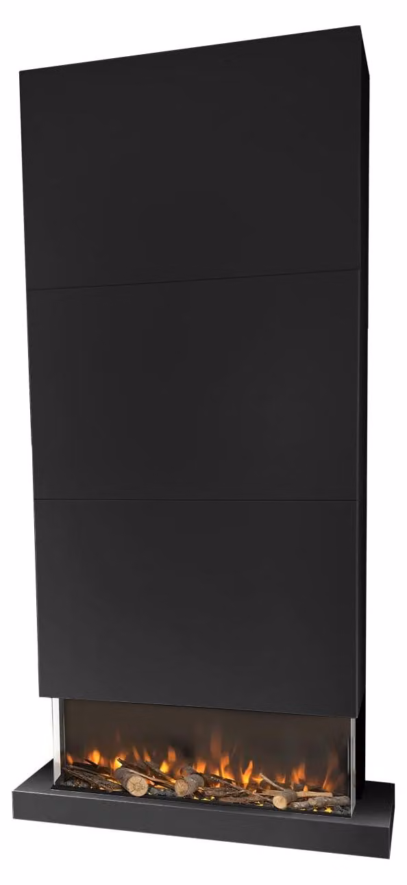 Stufa elettrica da parete, riscaldamento a 3 lati, 1400 Watt, colore nero, con decorazione a LED