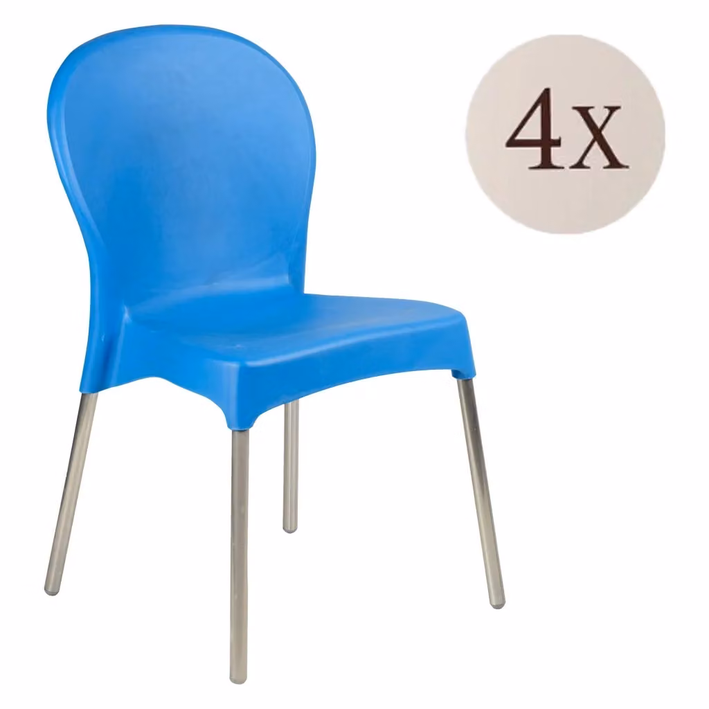 Set di 4 sedie da esterno impilabili DMORA Eclectic, colore blu opaco – 2