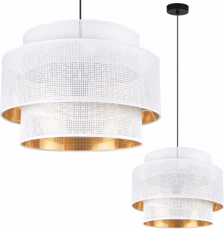 Asti Trio Lampada A Sospensione Oro Bianco 45Cm Maglia