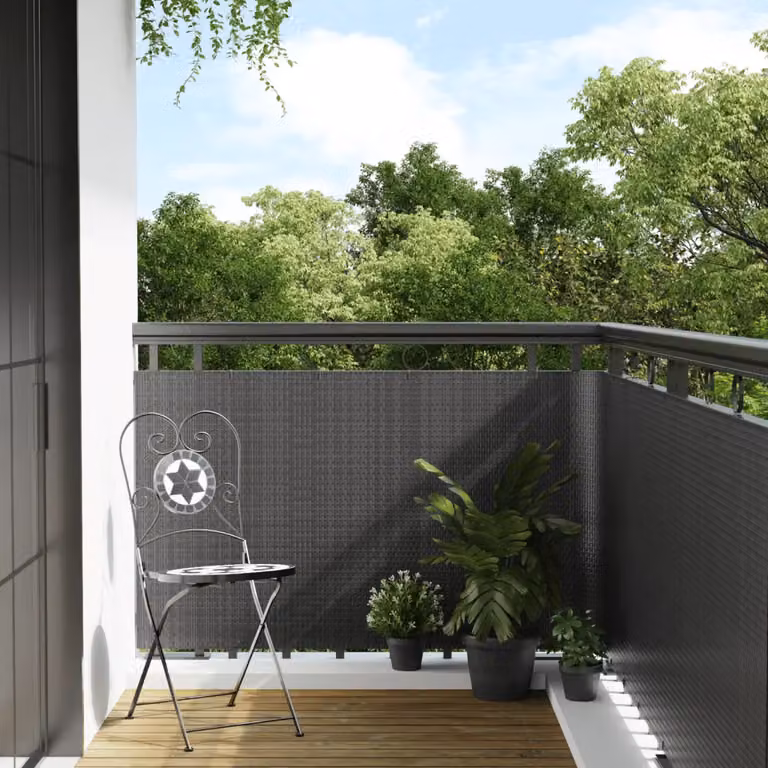 Paravento da balcone vidaXL in polyrattan color antracite L: 600 cm, H: 80 cm
