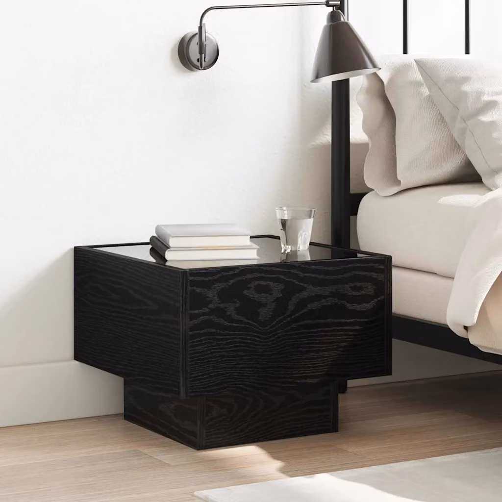 vidaXL Tavolino da salotto quadrato in rovere e nero stile rustico L/P/H: 40 x 40 x 30 cm