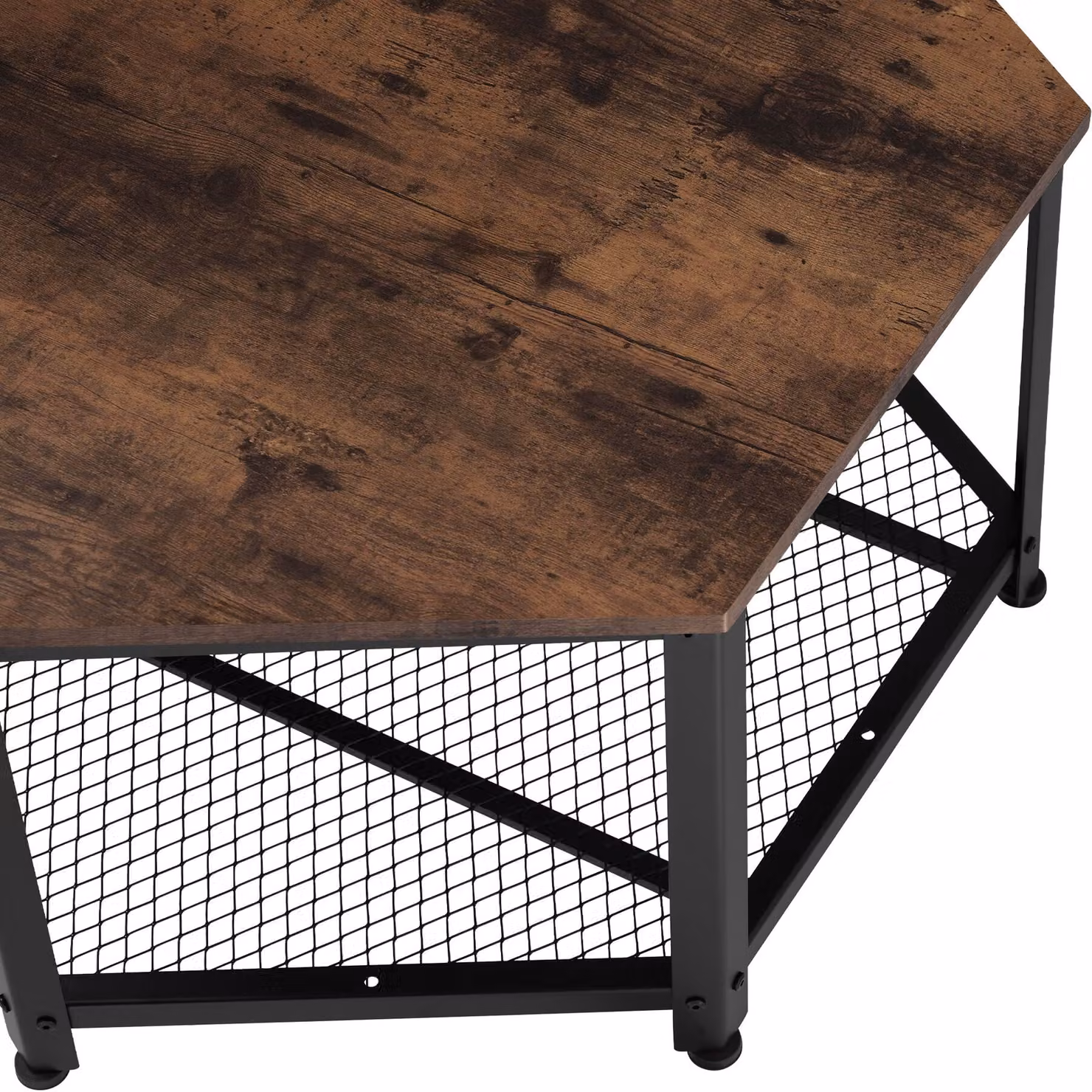Tavolino da salotto industriale tectake in stile geometrico, marrone e nero, L: 86,5 cm, P: 75,0 cm, H: 46,5 cm – 3