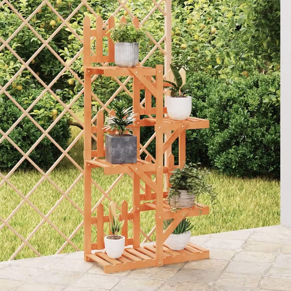 vidaXL Portafiori in Legno di Abete Massello Marrone L: 60 cm, P: 25 cm, H: 130 cm
