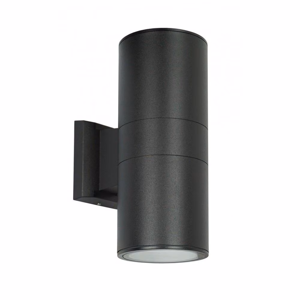 Apparecchio di illuminazione da parete esterno, orientabile verso l'alto e verso il basso, diametro 11 cm, 2 attacchi E27, colore nero, grado di protezione IP54, modello SU-MA 7001 BL