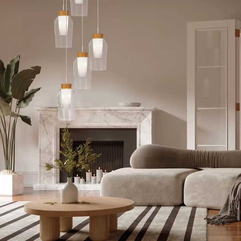 Mantra Iluminación Lampada a sospensione in vetro Nora, dimmerabile, Chiaro / Trasparente, Soggiorno / Sala da pranzo, Vetro, Lampada a sospensione