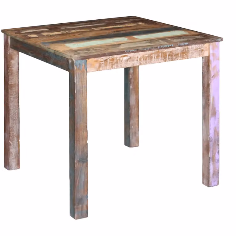 vidaXL Tavolo da Pranzo Quadrato in Legno Massello di Recupero Multicolore L: 80 cm, P: 82 cm, H: 76 cm