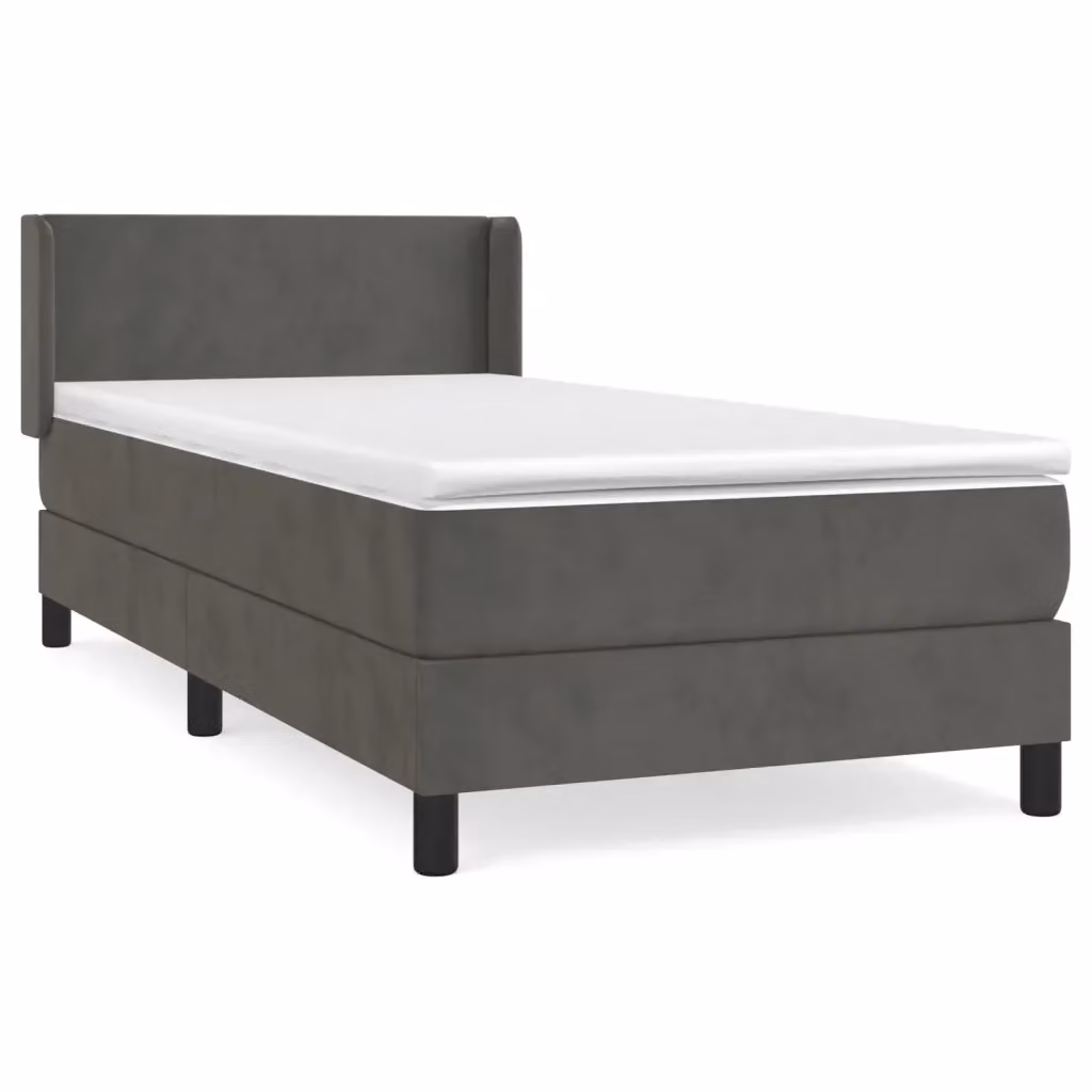 vidaXL Giroletto a Molle con Materasso Ibrido in Velluto Grigio L/P/H: 100 x 200 x 88 cm – 2