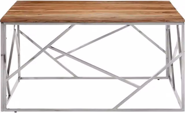 Tavolino da salotto moderno vidaXL in legno di acacia e metallo argento