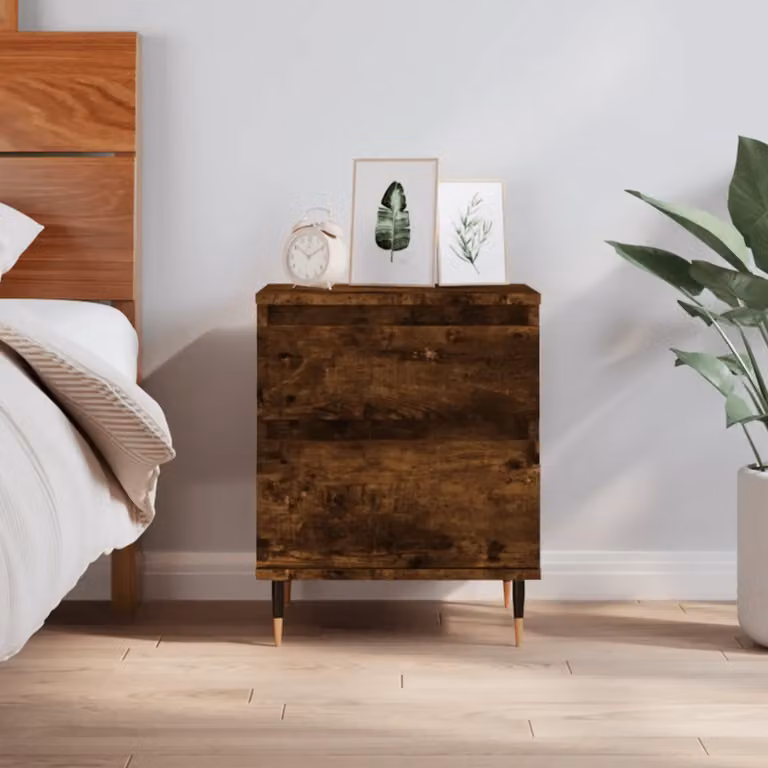 Comodino sospeso vidaXL in legno multistrato rovere fumo marrone L 40 cm, P 35 cm, H 50 cm