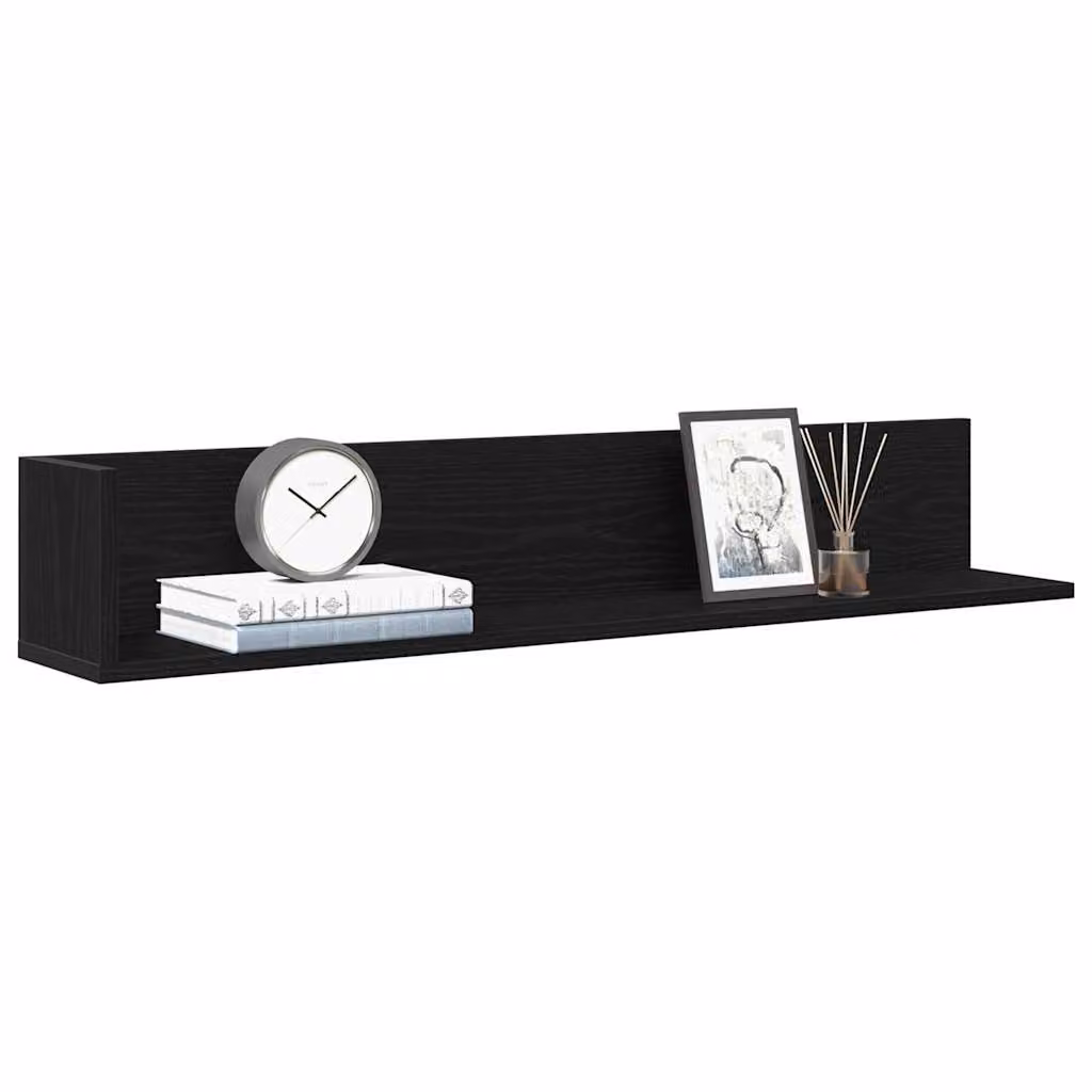 Set di 2 mensole da parete vidaXL in legno multistrato e MDF, colore nero opaco, L 100 x P 16,5 x H 16,5 cm