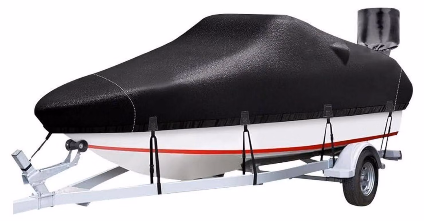 Copertura per barca in tessuto Oxford 420D, impermeabile, anti-UV, colore nero, per imbarcazioni da 20-22 piedi / 700 x 254 cm