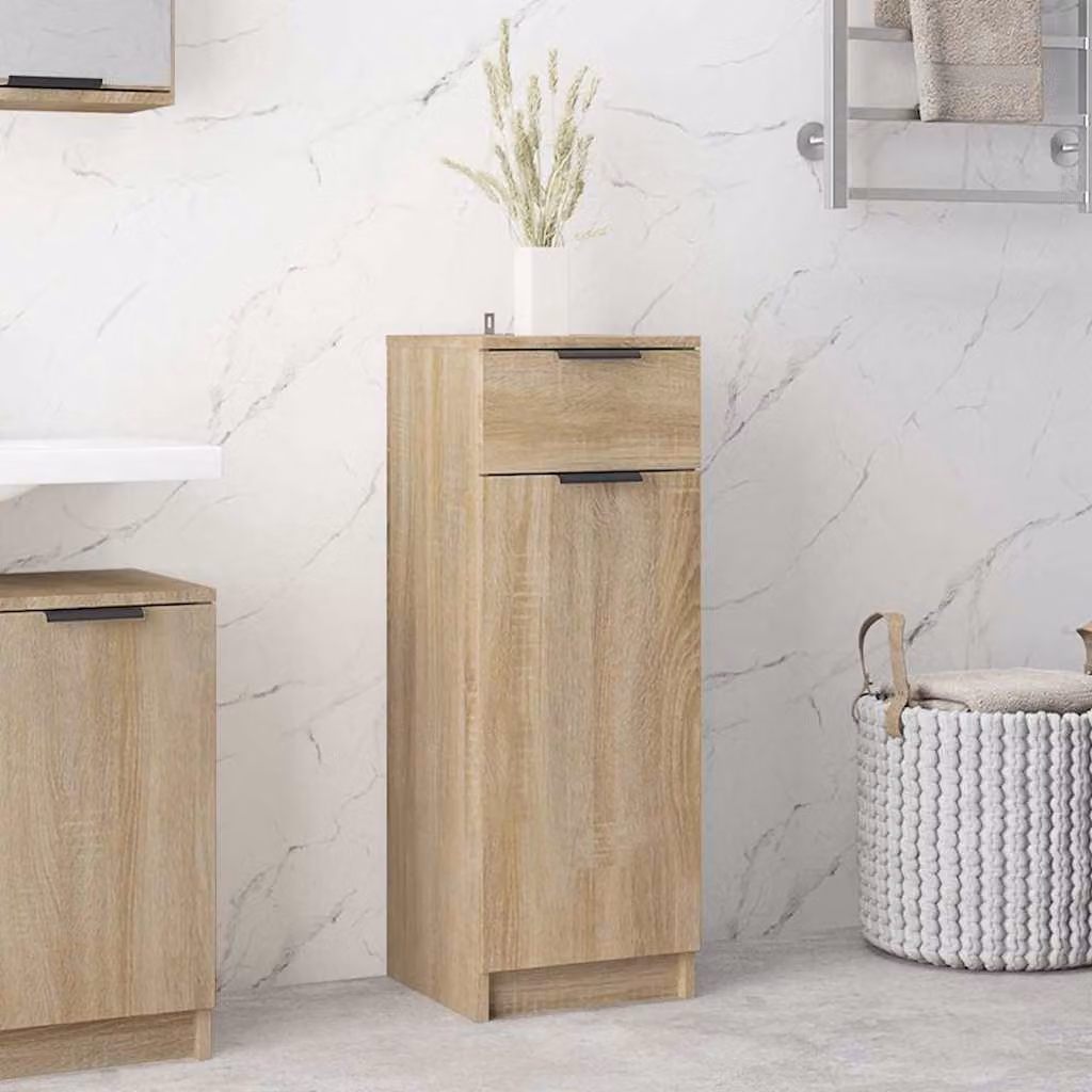 Armadio da bagno sospeso vidaXL in legno Rovere Sonoma, L/P/H: 32 x 33,5 x 90 cm