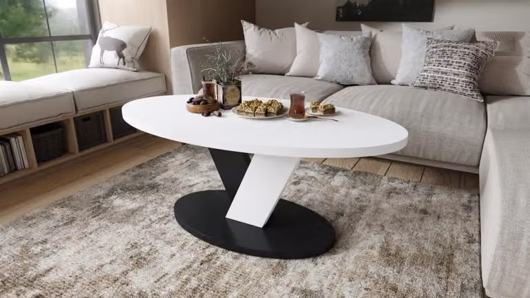 Tavolino di design Lova ovale 110x45x60 cm Tavolino da salotto Tavolino ovale Tavolino da divano