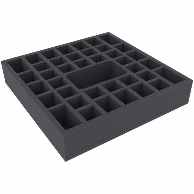 Inserto in schiuma 285x285x55 mm con 40 scomparti per giochi da tavolo