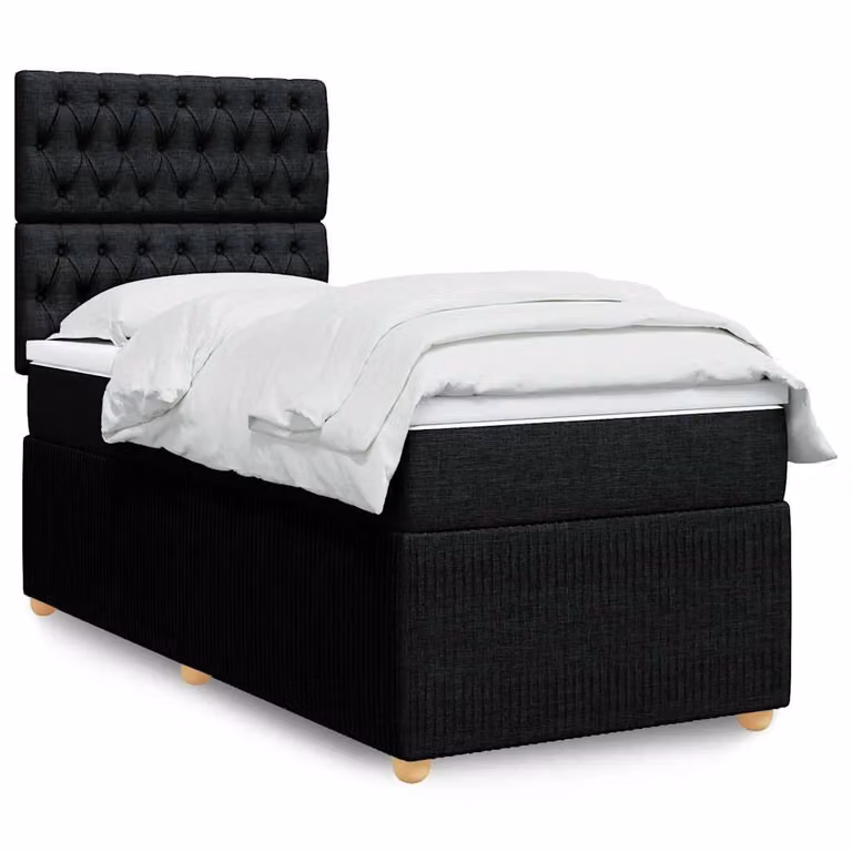 vidaXL Giroletto a Molle con Materasso Ibrido in Tessuto Nero L 80 cm x P 200 cm