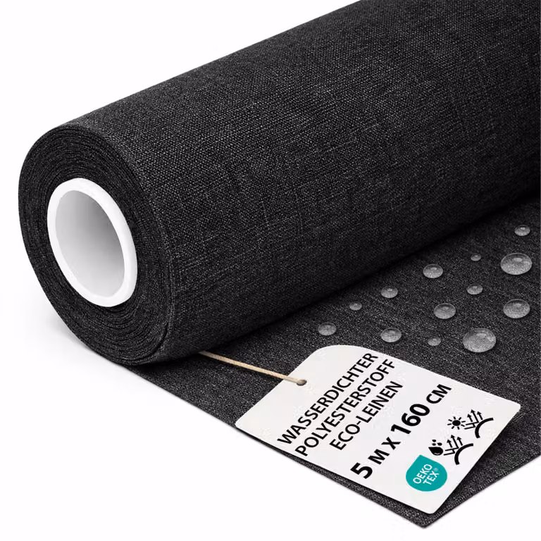 Tessuto in poliestere impermeabile, venduto al metro: 5 metri x 160 cm. Ideale per tende da sole, tessuti per esterni, teloni, rivestimenti per mobili, tessuti per imbottiture, vele e tende. Colore: azzurro cielo. Materiale: fibra ecologica, oeko-tex