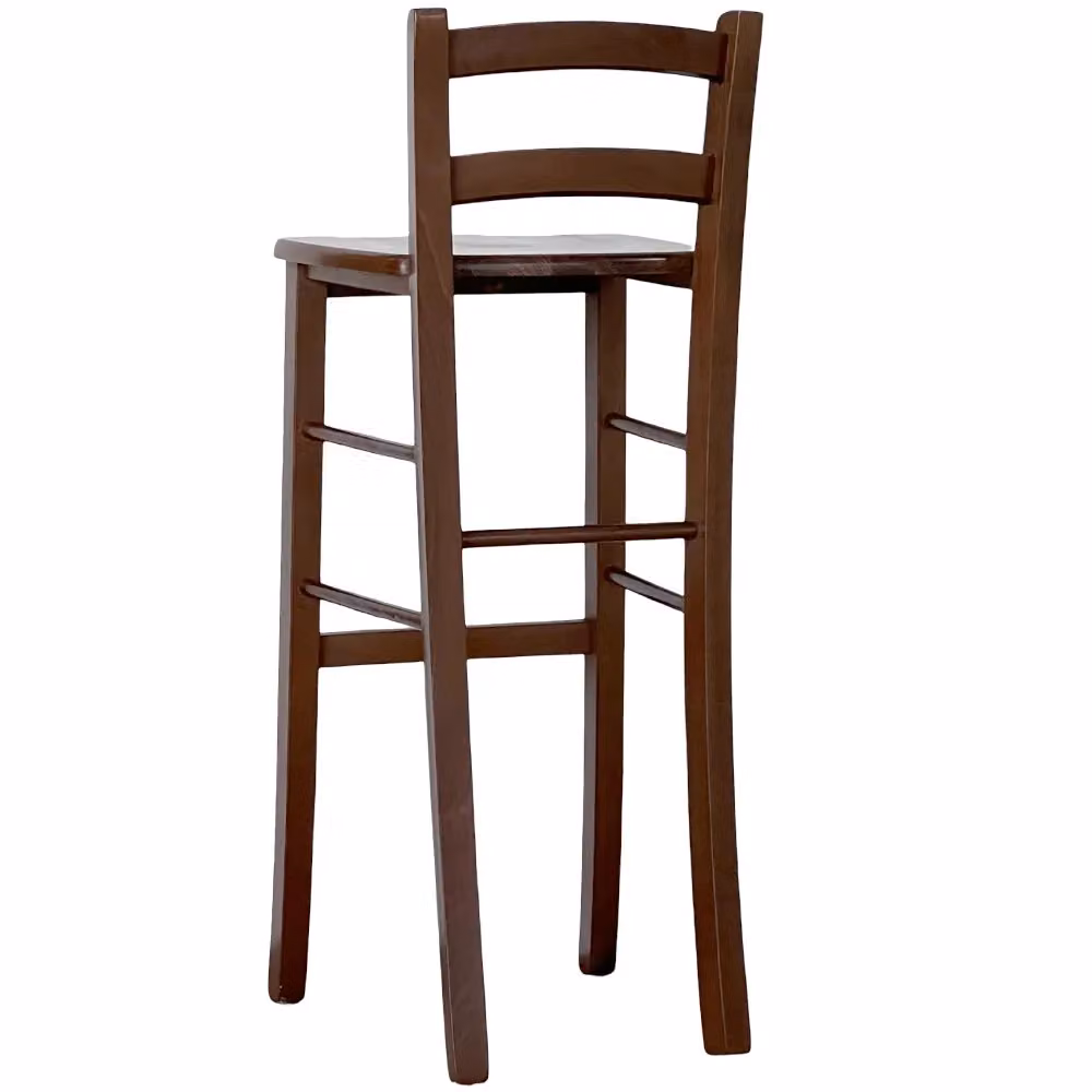 Set di 2 sgabelli alti da bar in legno massello color noce scuro, Altezza: 80 cm – 2