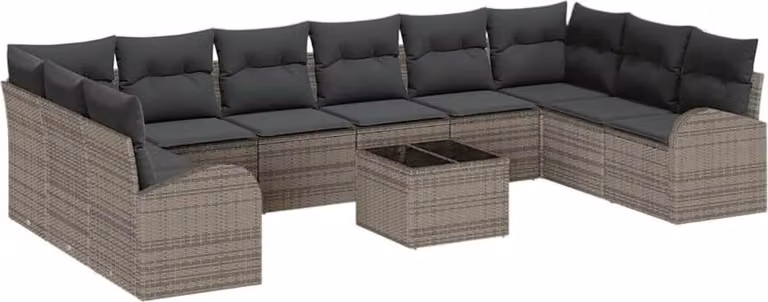 Set di divani con cuscino 11 pcs Grigio Polyrattan