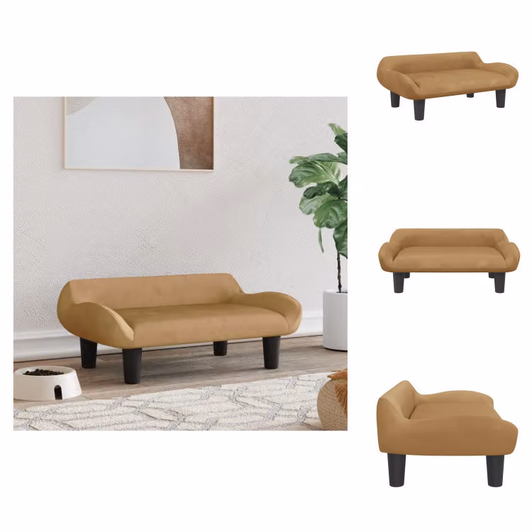 vidaXL Letto per cani marrone 70x40x24 cm in velluto - Letti per cani