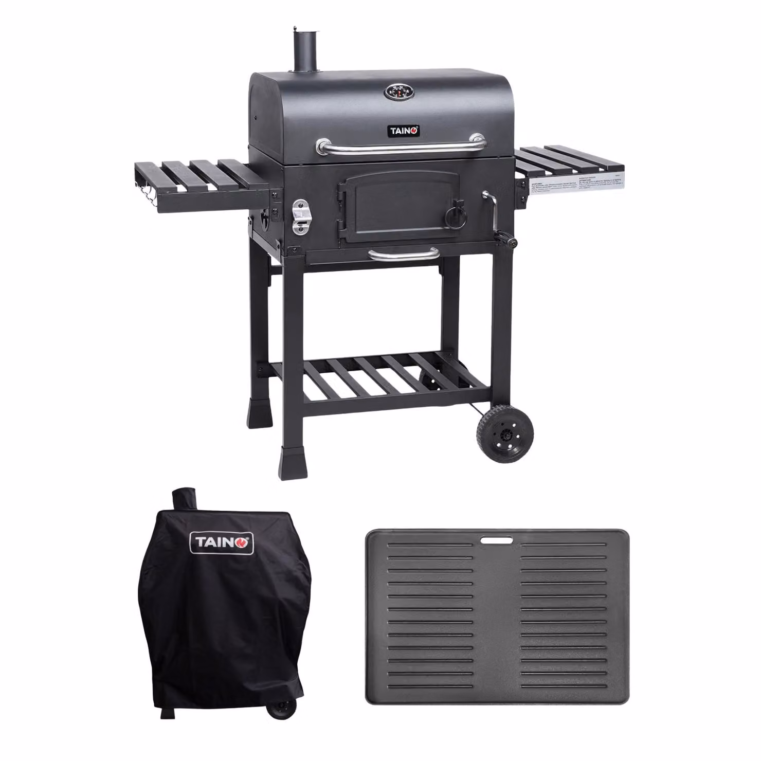 TAINO HERO XL barbecue a carbonella set copertura griglia piastra affumicatore barbecue carrello BBQ