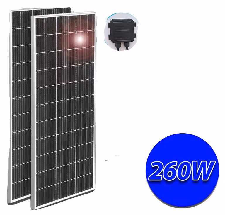 Pannello solare, materiale monocristallino, alta efficienza, 260 W, 1045 x 550 mm