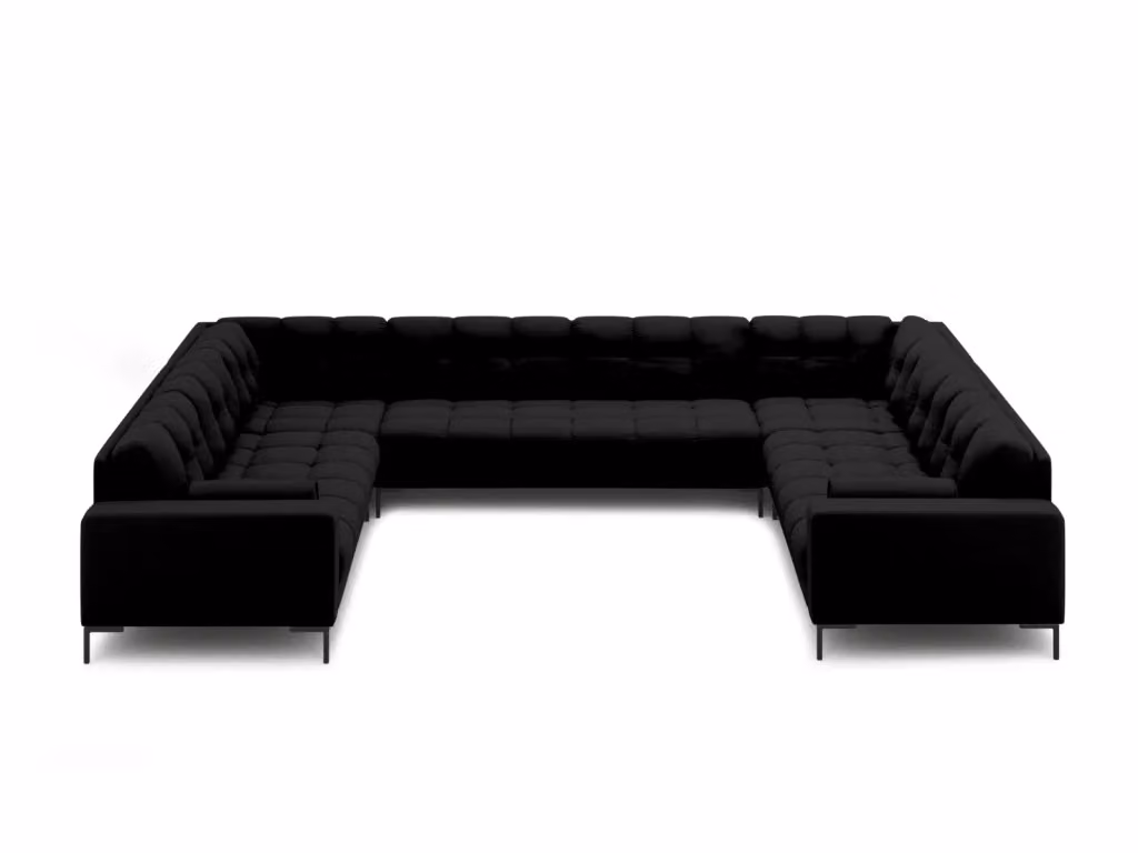 Divano panoramico Bali da 9 posti Cosmopolitan Design in tessuto nero con forma a L – 2