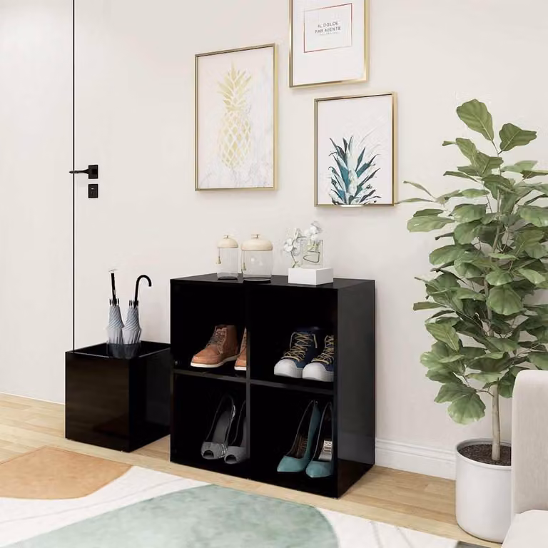 Scarpiera da ingresso vidaXL moderna in legno nero lucido L: 105 cm, P: 35,5 cm, H: 70 cm