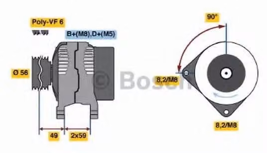 BOSCH 0 986 041 000 Alternatore LiMa 120 A 14 V per VW Golf IV berlina (1J1)