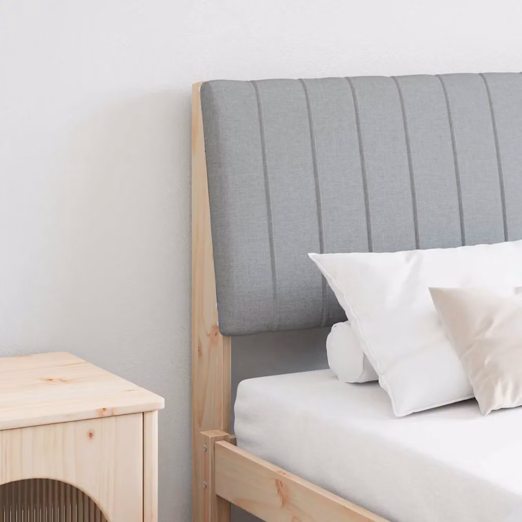 Testiera imbottita vidaXL in pino massello e tessuto Grigio chiaro per letto da 160 cm