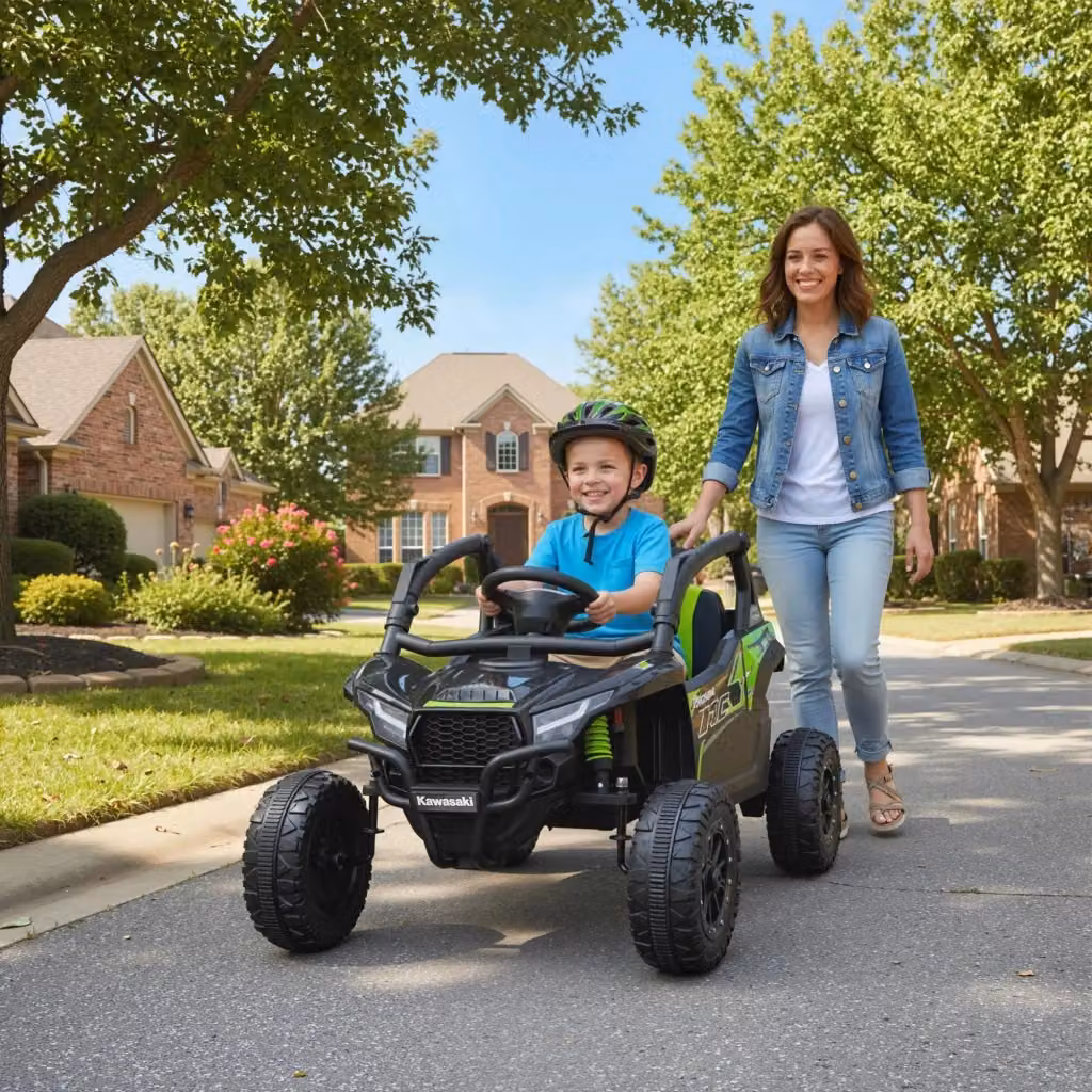 Macchina Elettrica Kawasaki con Doppio Motore 12V e Telecomando per Bambini, Colore Nero – 2